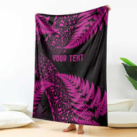 New Zealand Rugby Pacific Personalised Blanket All Pink Maori Pasifika Fern Pattern
