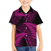 New Zealand Rugby Pacific Personalised Family Matching Puletasi and Hawaiian Shirt All Pink Maori Pasifika Fern Pattern