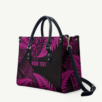 New Zealand Rugby Pacific Personalised Leather Bag All Pink Maori Pasifika Fern Pattern - Polynesian Pride