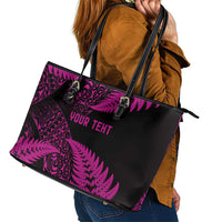 New Zealand Rugby Pacific Personalised Leather Tote Bag All Pink Maori Pasifika Fern Pattern