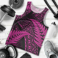 New Zealand Rugby Pacific Personalised Men Tank Top All Pink Maori Pasifika Fern Pattern