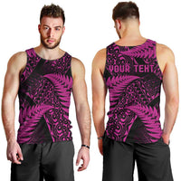 New Zealand Rugby Pacific Personalised Men Tank Top All Pink Maori Pasifika Fern Pattern