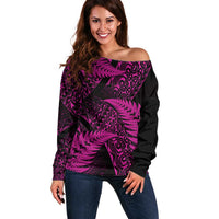 New Zealand Rugby Pacific Personalised Off Shoulder Sweater All Pink Maori Pasifika Fern Pattern