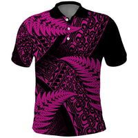 New Zealand Rugby Pacific Personalised Polo Shirt All Pink Maori Pasifika Fern Pattern