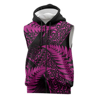 New Zealand Rugby Pacific Personalised Sleeveless Zip Hoodie All Pink Maori Pasifika Fern Pattern LT9 Pink - Polynesian Pride