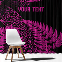New Zealand Rugby Pacific Personalised Window Curtain All Pink Maori Pasifika Fern Pattern