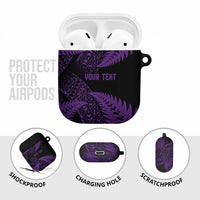 New Zealand Rugby Pacific Personalised AirPods Case All Purple Maori Pasifika Fern Pattern LT9 - Polynesian Pride