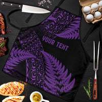 New Zealand Rugby Pacific Personalised Apron All Purple Maori Pasifika Fern Pattern - Polynesian Pride