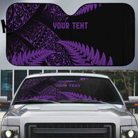 New Zealand Rugby Pacific Personalised Auto Sun Shade All Purple Maori Pasifika Fern Pattern - Polynesian Pride