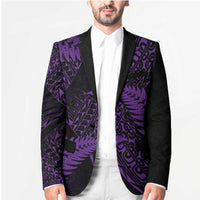 New Zealand Rugby Pacific Personalised Blazer All Purple Maori Pasifika Fern Pattern - Polynesian Pride