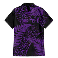 New Zealand Rugby Pacific Personalised Family Matching Mermaid Dress and Hawaiian Shirt All Purple Maori Pasifika Fern Pattern