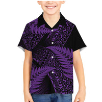 New Zealand Rugby Pacific Personalised Family Matching Mermaid Dress and Hawaiian Shirt All Purple Maori Pasifika Fern Pattern