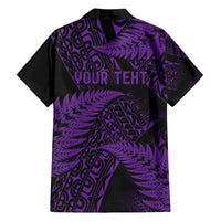 New Zealand Rugby Pacific Personalised Family Matching Tank Maxi Dress and Hawaiian Shirt All Purple Maori Pasifika Fern Pattern