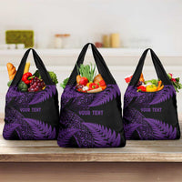 New Zealand Rugby Pacific Personalised Grocery Bag All Purple Maori Pasifika Fern Pattern