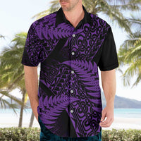 New Zealand Rugby Pacific Personalised Hawaiian Shirt All Purple Maori Pasifika Fern Pattern