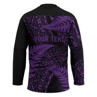 New Zealand Rugby Pacific Personalised Hockey Jersey All Purple Maori Pasifika Fern Pattern LT9 - Polynesian Pride