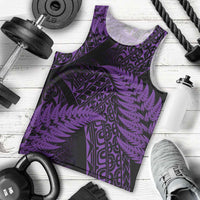 New Zealand Rugby Pacific Personalised Men Tank Top All Purple Maori Pasifika Fern Pattern