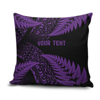 New Zealand Rugby Pacific Personalised Pillow Cover All Purple Maori Pasifika Fern Pattern - Polynesian Pride