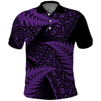 New Zealand Rugby Pacific Personalised Polo Shirt All Purple Maori Pasifika Fern Pattern