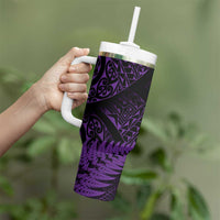 New Zealand Rugby Pacific Personalised Tumbler With Handle All Purple Maori Pasifika Fern Pattern