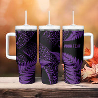 New Zealand Rugby Pacific Personalised Tumbler With Handle All Purple Maori Pasifika Fern Pattern