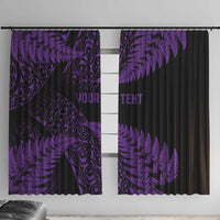 New Zealand Rugby Pacific Personalised Window Curtain All Purple Maori Pasifika Fern Pattern