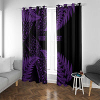 New Zealand Rugby Pacific Personalised Window Curtain All Purple Maori Pasifika Fern Pattern