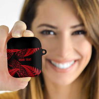 New Zealand Rugby Pacific Personalised AirPods Case All Red Maori Pasifika Fern Pattern LT9 Red - Polynesian Pride