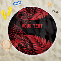 New Zealand Rugby Pacific Personalised Beach Blanket All Red Maori Pasifika Fern Pattern