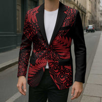 New Zealand Rugby Pacific Personalised Blazer All Red Maori Pasifika Fern Pattern - Polynesian Pride