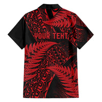 New Zealand Rugby Pacific Personalised Family Matching Off Shoulder Short Dress and Hawaiian Shirt All Red Maori Pasifika Fern Pattern