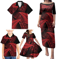 New Zealand Rugby Pacific Personalised Family Matching Puletasi and Hawaiian Shirt All Red Maori Pasifika Fern Pattern