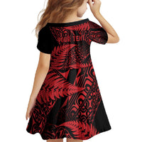 New Zealand Rugby Pacific Personalised Family Matching Short Sleeve Bodycon Dress and Hawaiian Shirt All Red Maori Pasifika Fern Pattern