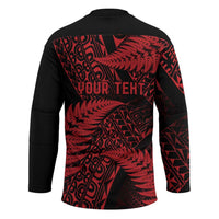 New Zealand Rugby Pacific Personalised Hockey Jersey All Red Maori Pasifika Fern Pattern LT9 - Polynesian Pride