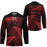 New Zealand Rugby Pacific Personalised Hockey Jersey All Red Maori Pasifika Fern Pattern LT9 - Polynesian Pride