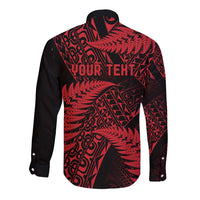 New Zealand Rugby Pacific Personalised Long Sleeve Button Shirt All Red Maori Pasifika Fern Pattern