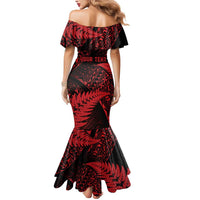 New Zealand Rugby Pacific Personalised Mermaid Dress All Red Maori Pasifika Fern Pattern