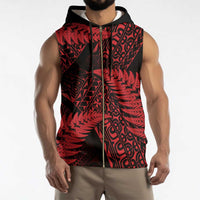 New Zealand Rugby Pacific Personalised Sleeveless Zip Hoodie All Red Maori Pasifika Fern Pattern - Polynesian Pride