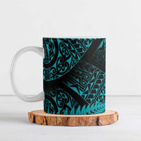 New Zealand Rugby Pacific Personalised Ceramic Mug All Turquoise Maori Pasifika Fern Pattern LT9 Turquoise - Polynesian Pride