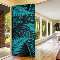 New Zealand Rugby Pacific Personalised Door Cover All Turquoise Maori Pasifika Fern Pattern - Polynesian Pride