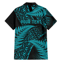 New Zealand Rugby Pacific Personalised Family Matching Short Sleeve Bodycon Dress and Hawaiian Shirt All Turquoise Maori Pasifika Fern Pattern