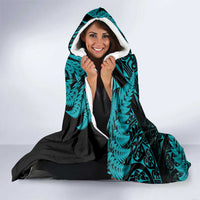 New Zealand Rugby Pacific Personalised Hooded Blanket All Turquoise Maori Pasifika Fern Pattern