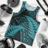 New Zealand Rugby Pacific Personalised Men Tank Top All Turquoise Maori Pasifika Fern Pattern