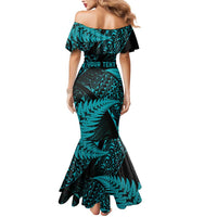 New Zealand Rugby Pacific Personalised Mermaid Dress All Turquoise Maori Pasifika Fern Pattern