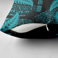 New Zealand Rugby Pacific Personalised Pillow Cover All Turquoise Maori Pasifika Fern Pattern - Polynesian Pride