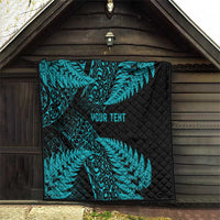 New Zealand Rugby Pacific Personalised Quilt All Turquoise Maori Pasifika Fern Pattern
