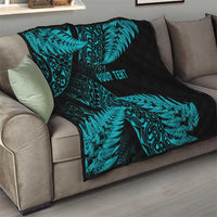 New Zealand Rugby Pacific Personalised Quilt All Turquoise Maori Pasifika Fern Pattern