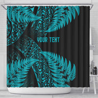 New Zealand Rugby Pacific Personalised Shower Curtain All Turquoise Maori Pasifika Fern Pattern