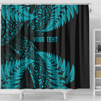 New Zealand Rugby Pacific Personalised Shower Curtain All Turquoise Maori Pasifika Fern Pattern
