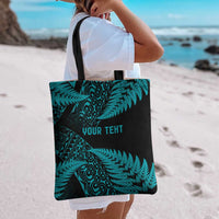 New Zealand Rugby Pacific Personalised Tote Bag All Turquoise Maori Pasifika Fern Pattern - Polynesian Pride